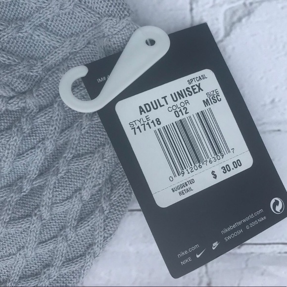 NIKE UNISEX cable knit gray beanie toboggan hat - Picture 4 of 4